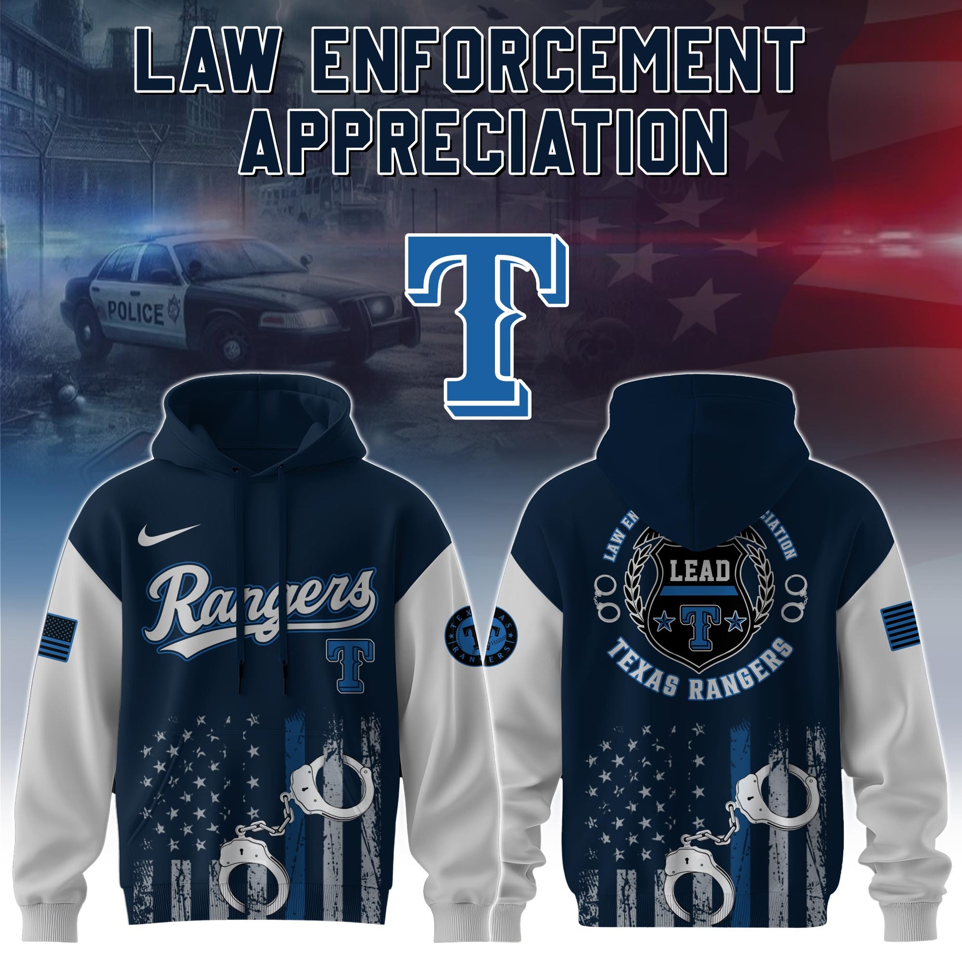 Texas Rangers MLB x Law Enforcement Appreciation Day Hoodie Limited