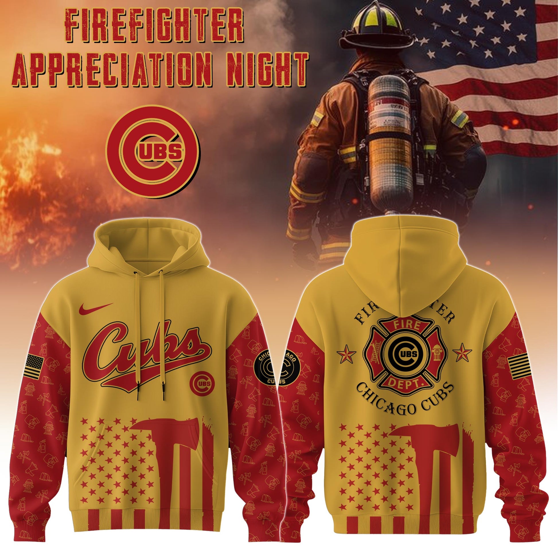 Chicago Cubs MLB x Firefighter Appreciation Night Special Edition Hoodie 2025