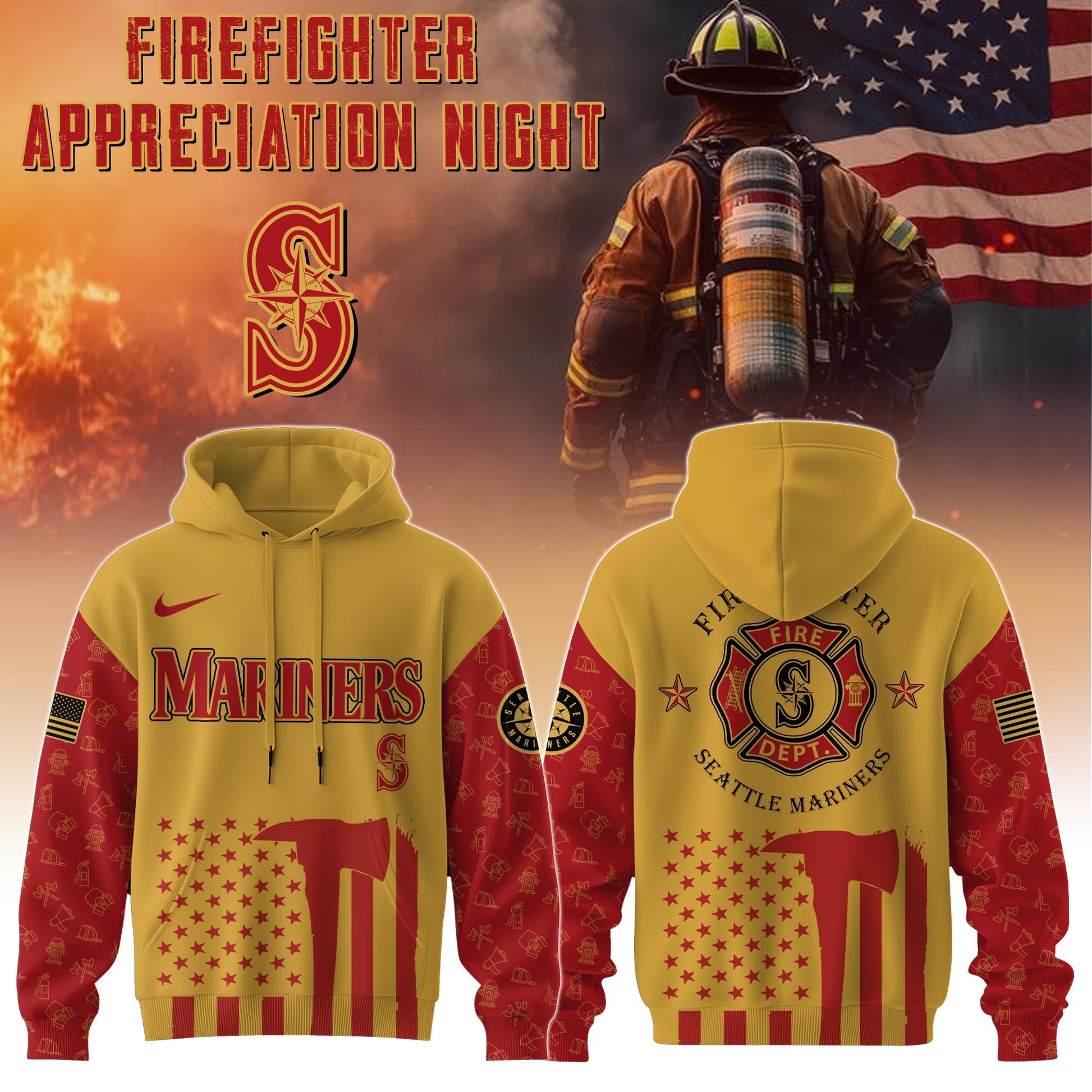 Seattle Mariners MLB x Firefighter Appreciation Night Special Edition Hoodie 2025