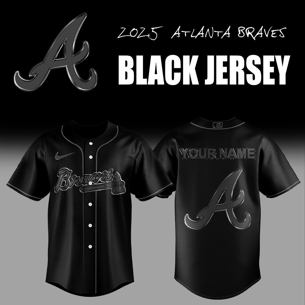 Limited Edition Atlanta Braves Back In Black Custom Name Jersey