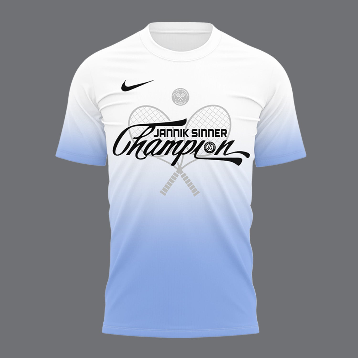 Limited Edition For The First Time Jannik Sinner Wimbledon Championships 2025 Blue and White TShirt