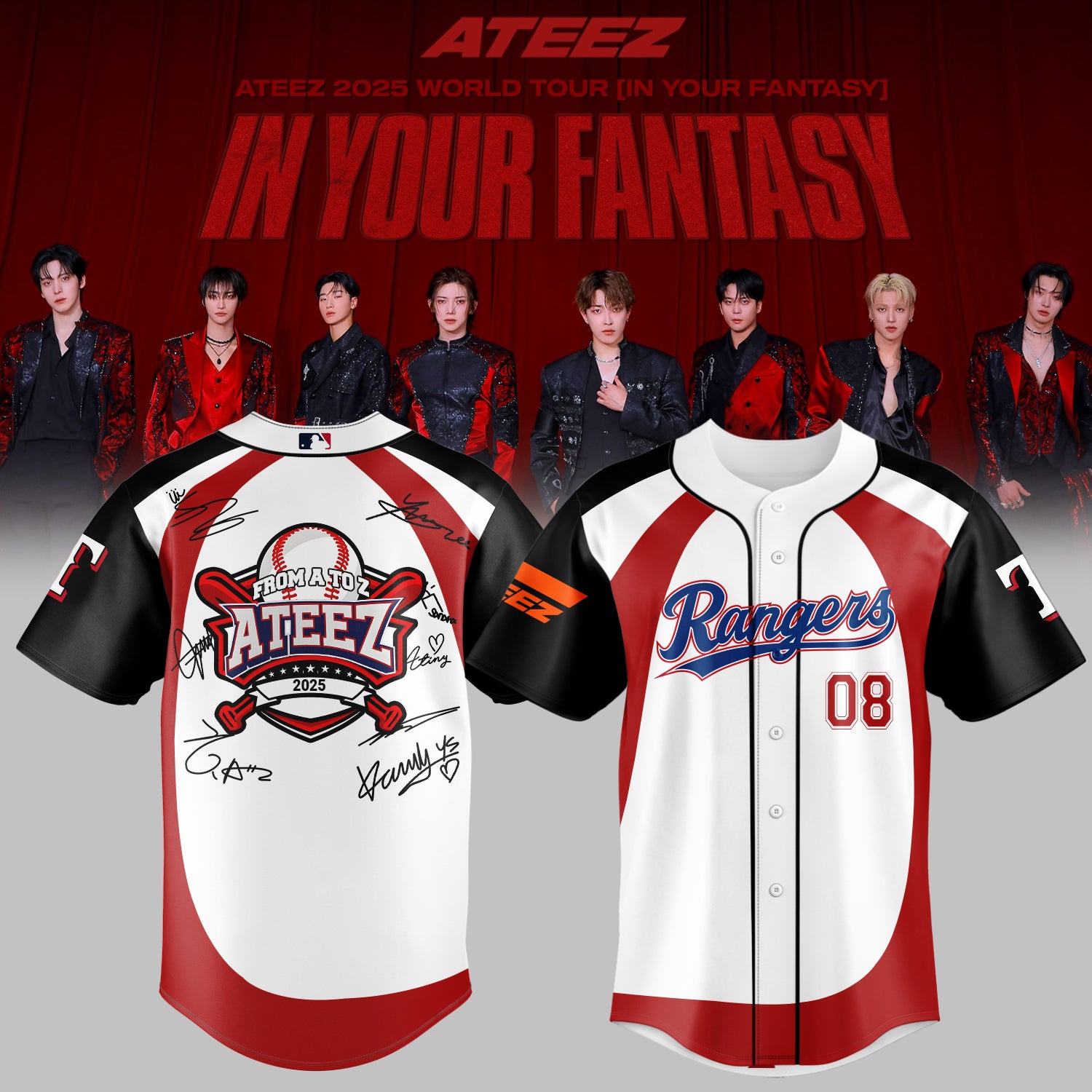 Texas Rangers x ATEEZ 2025 World Tour Baseball Jersey