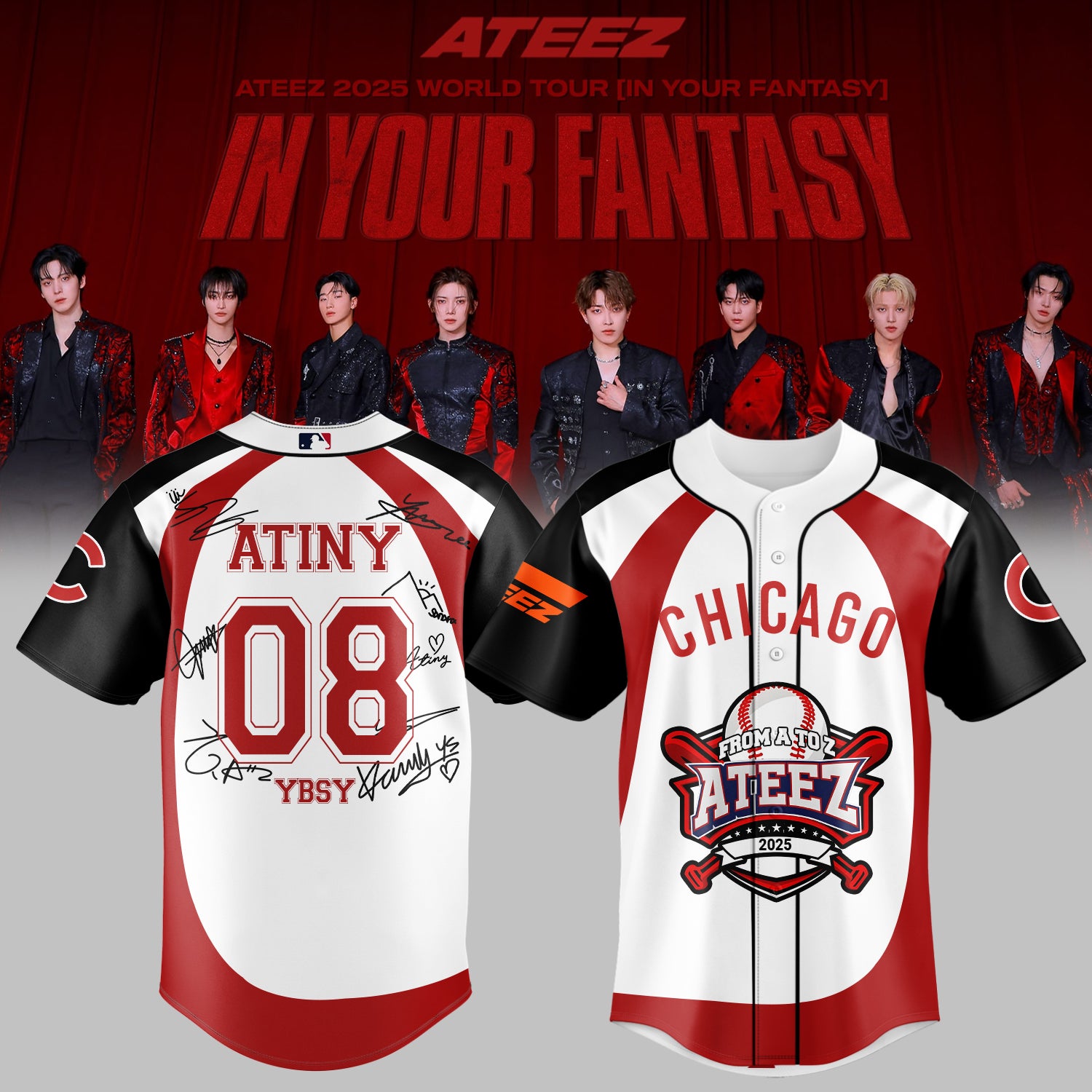 Chicago Cubs x ATEEZ 2025 World Tour Baseball Jersey