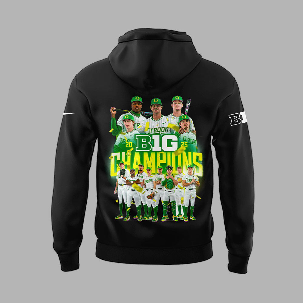 Limited Edition Oregon Baseball Big Ten 2025 Conference Champions Hoodie