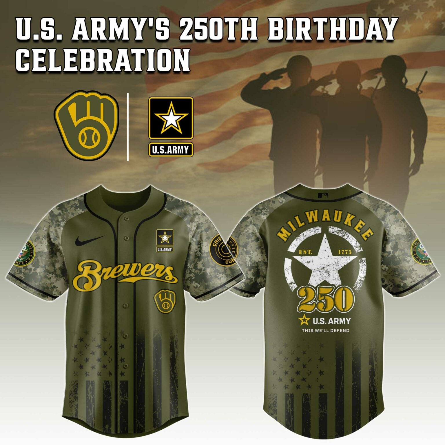 Milwaukee Brewers MLB x 250 U.S. ARMY Jersey 03