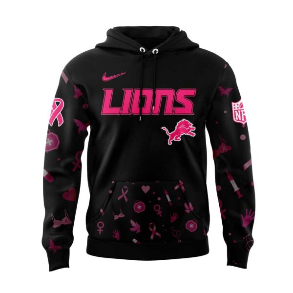 Limited Edition D Lions Nobody Fights Alone Breast Cancer Hoodie