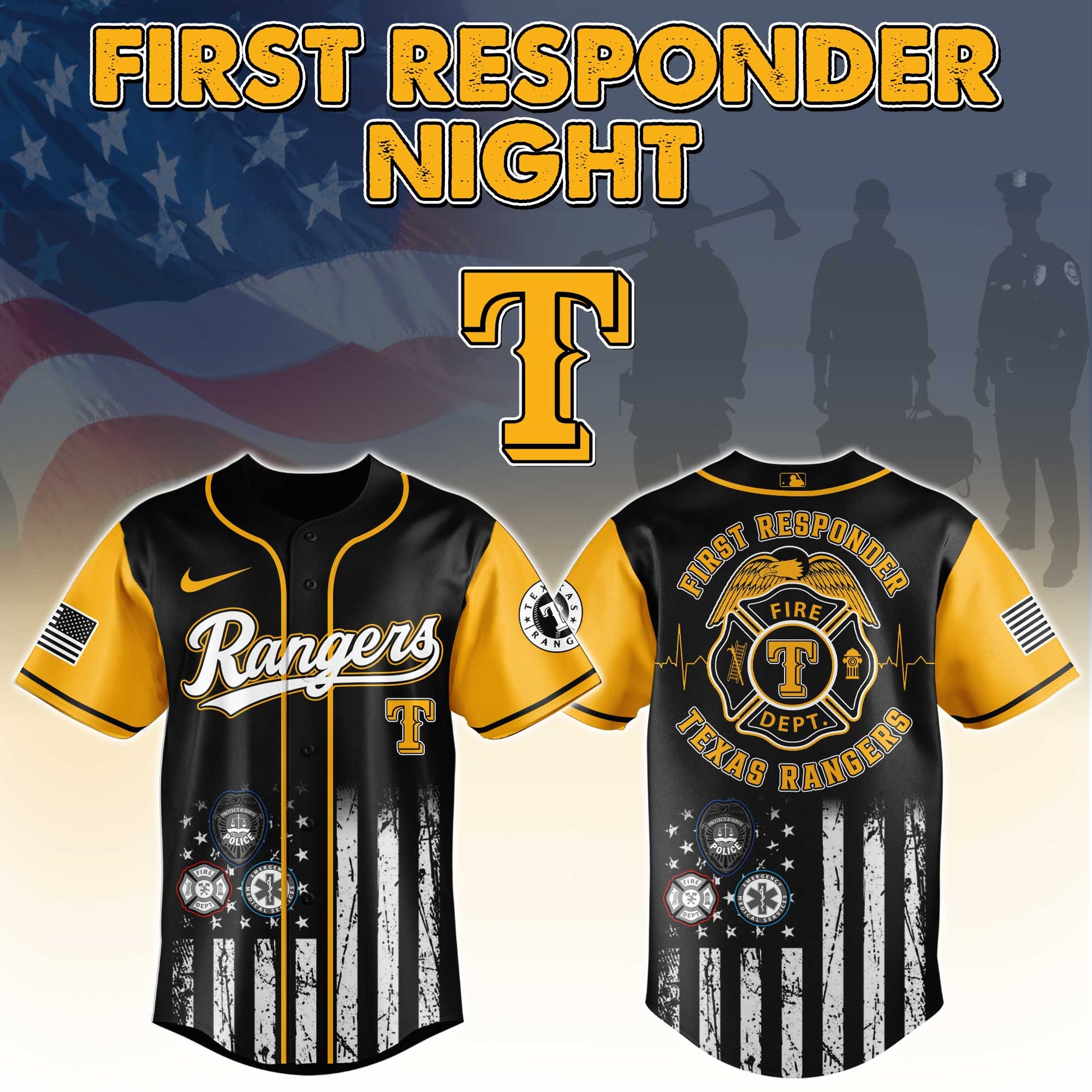 Texas Rangers MLB x First Responders Night Jersey Limited Edition