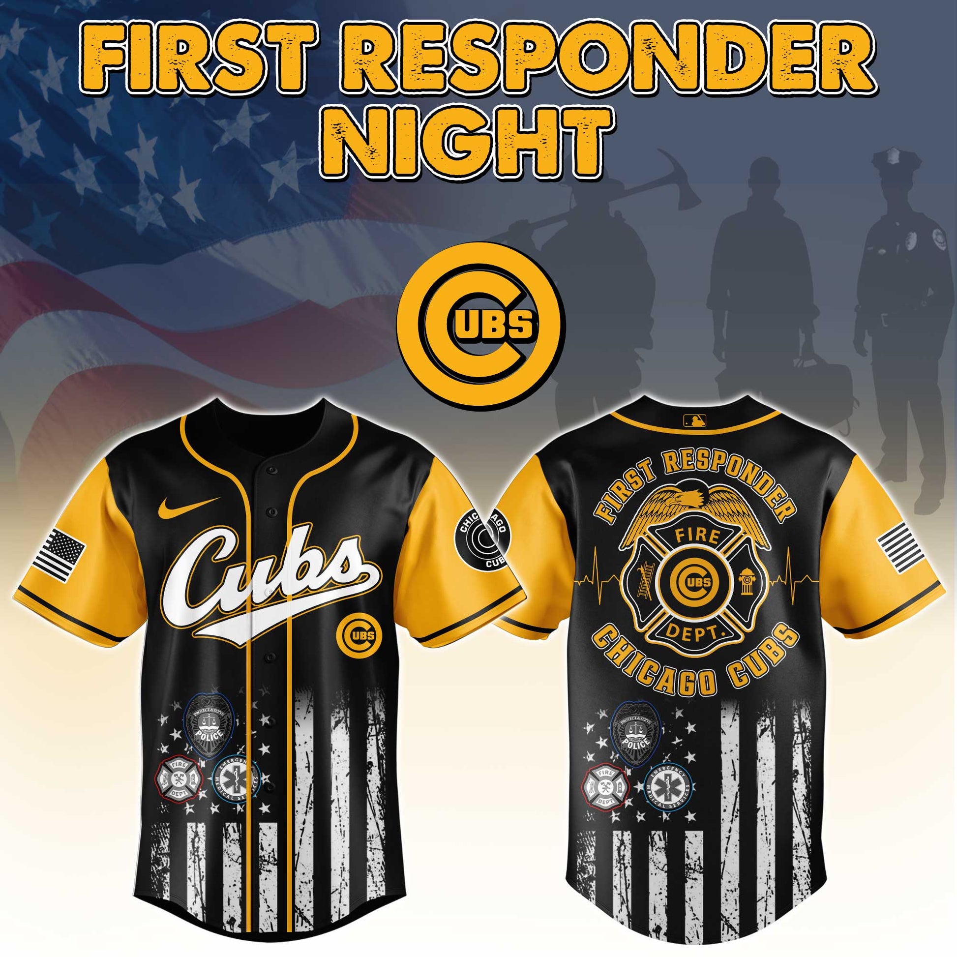 Chicago Cubs MLB x First Responders Night Jersey Limited Edition