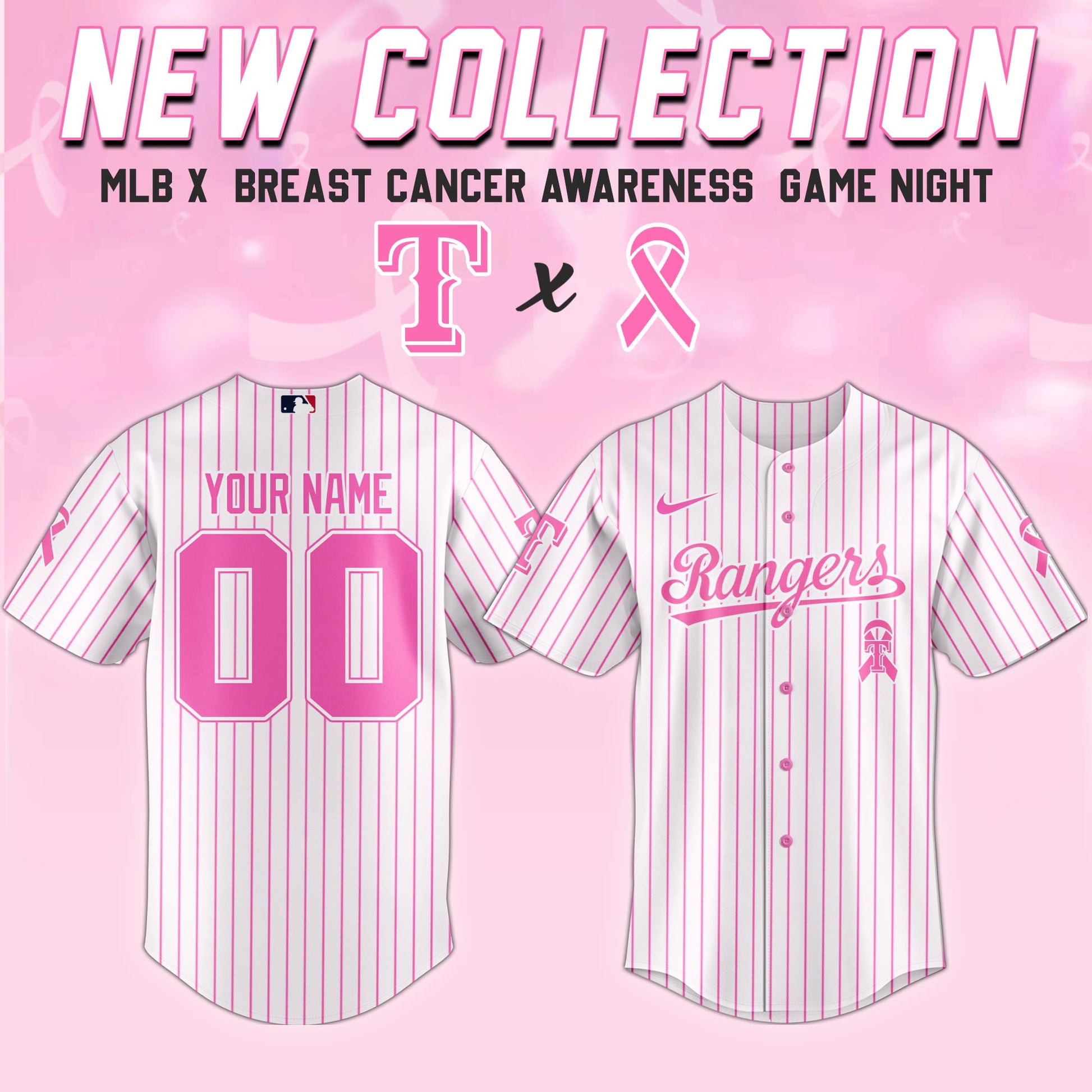 Texas Rangers x  Breast Cancer Awareness Game Night Jersey Editons Limited