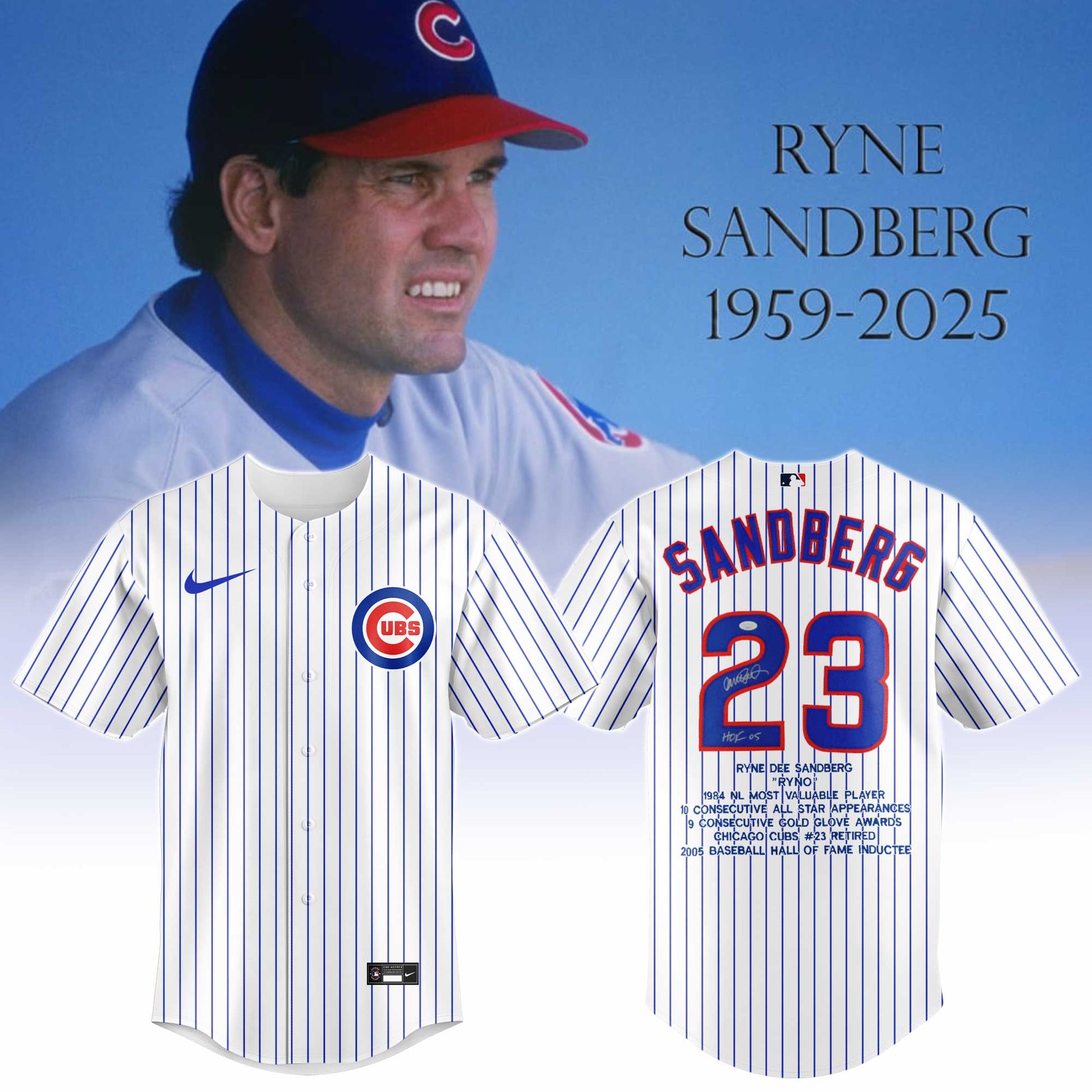 Ryne Sandberg 1959 2025 Jersey Editions Limited White