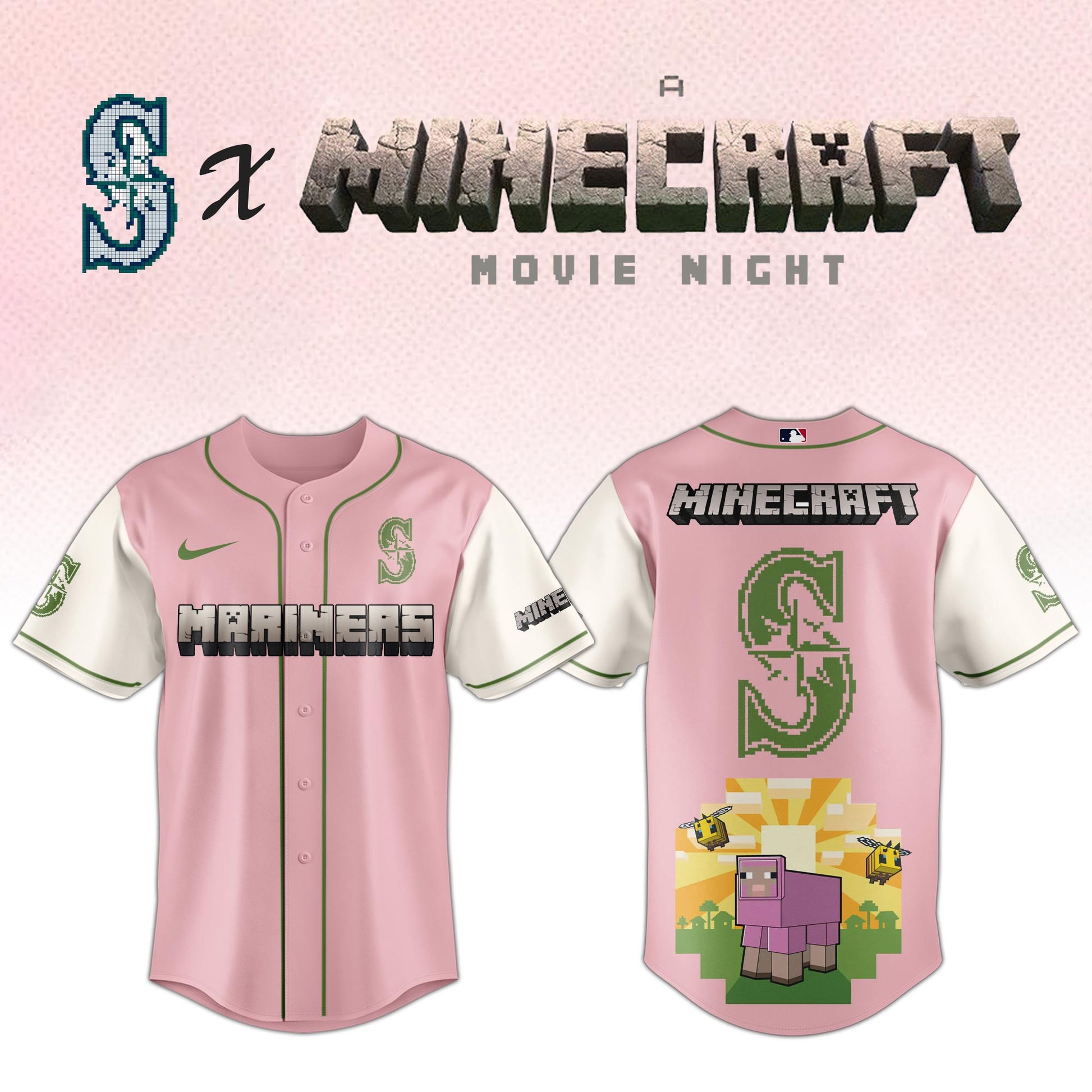 Seattle Mariners MLB x A MINECRAFT MOVIE Night Jersey Editions Limited 02