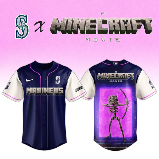 Seattle Mariners MLB x SKELETON A MINECRAFT MOVIE Night Jersey Editions Limited