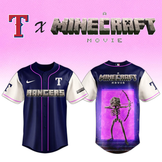 Texas Rangers MLB x SKELETON A MINECRAFT MOVIE Night Jersey Editions Limited