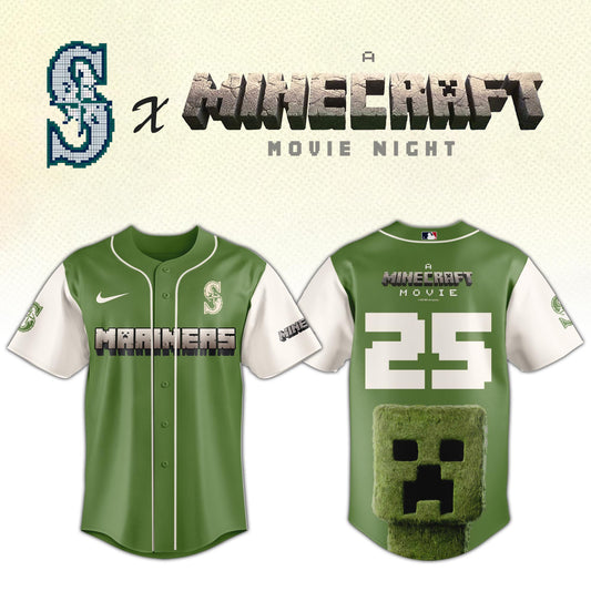 Seattle Mariners MLB x A MINECRAFT MOVIE Night Jersey Editions Limited