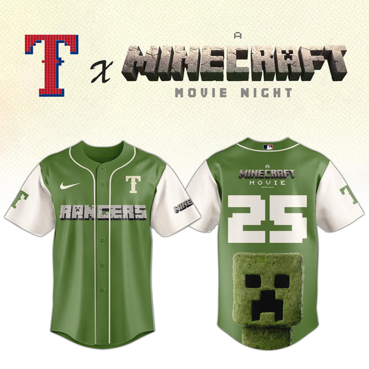 Texas Rangers MLB x A MINECRAFT MOVIE Night Jersey Editions Limited