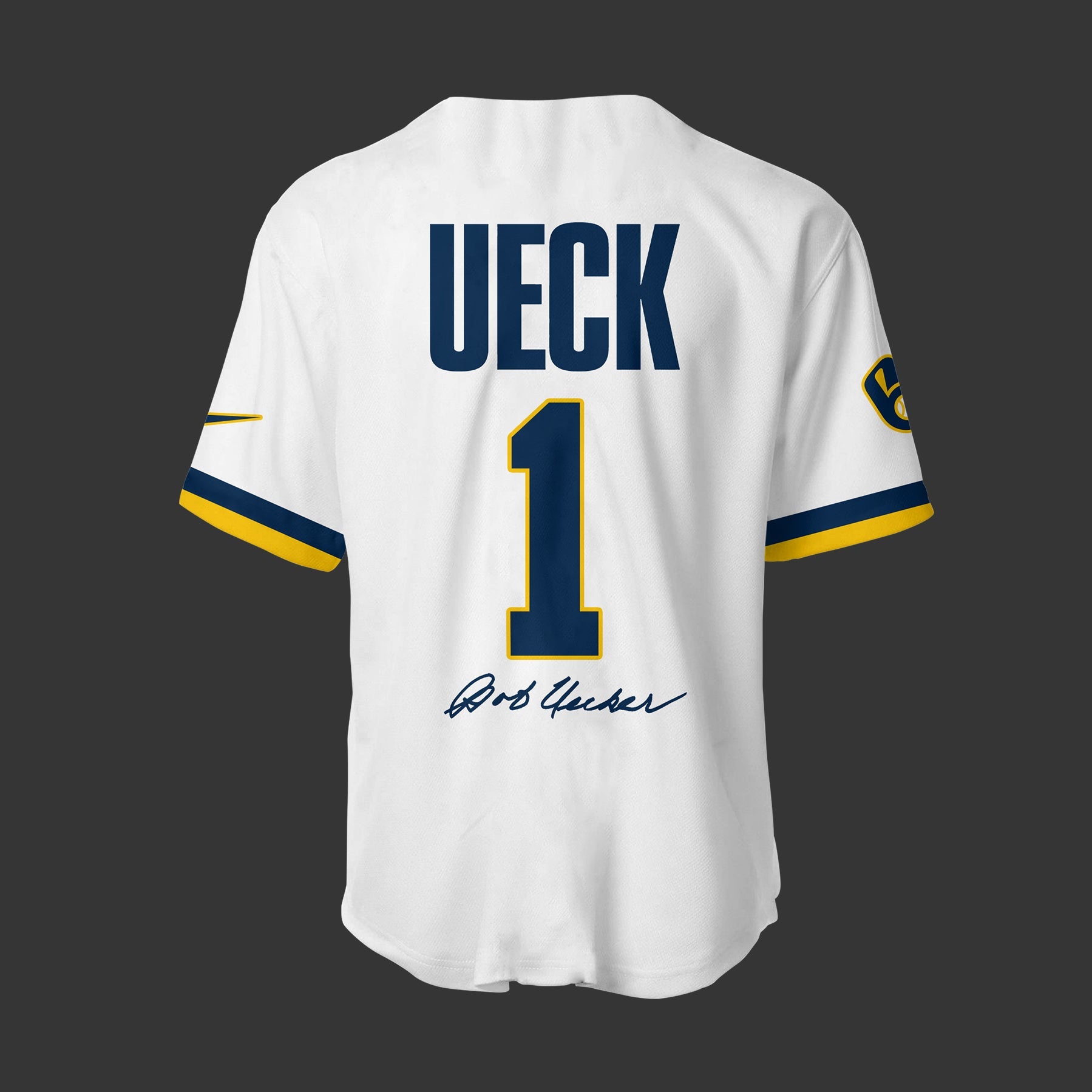 Limited Edition Brewers Baseball Honoring Mr. Baseball Bob Uecker Wh Jersey