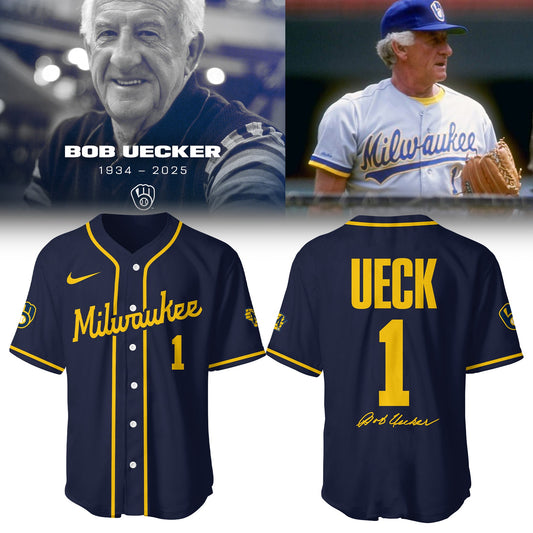Limited Edition Brewers Baseball Honoring Mr. Baseball Bob Uecker Wh Jersey