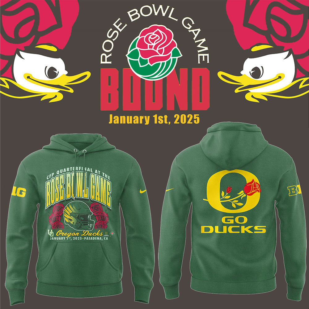 Limited Oregon Ducks Rose Bowl Game Hoodie-LL1224241003