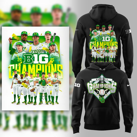Limited Edition Oregon Baseball Big Ten 2025 Conference Champions Hoodie