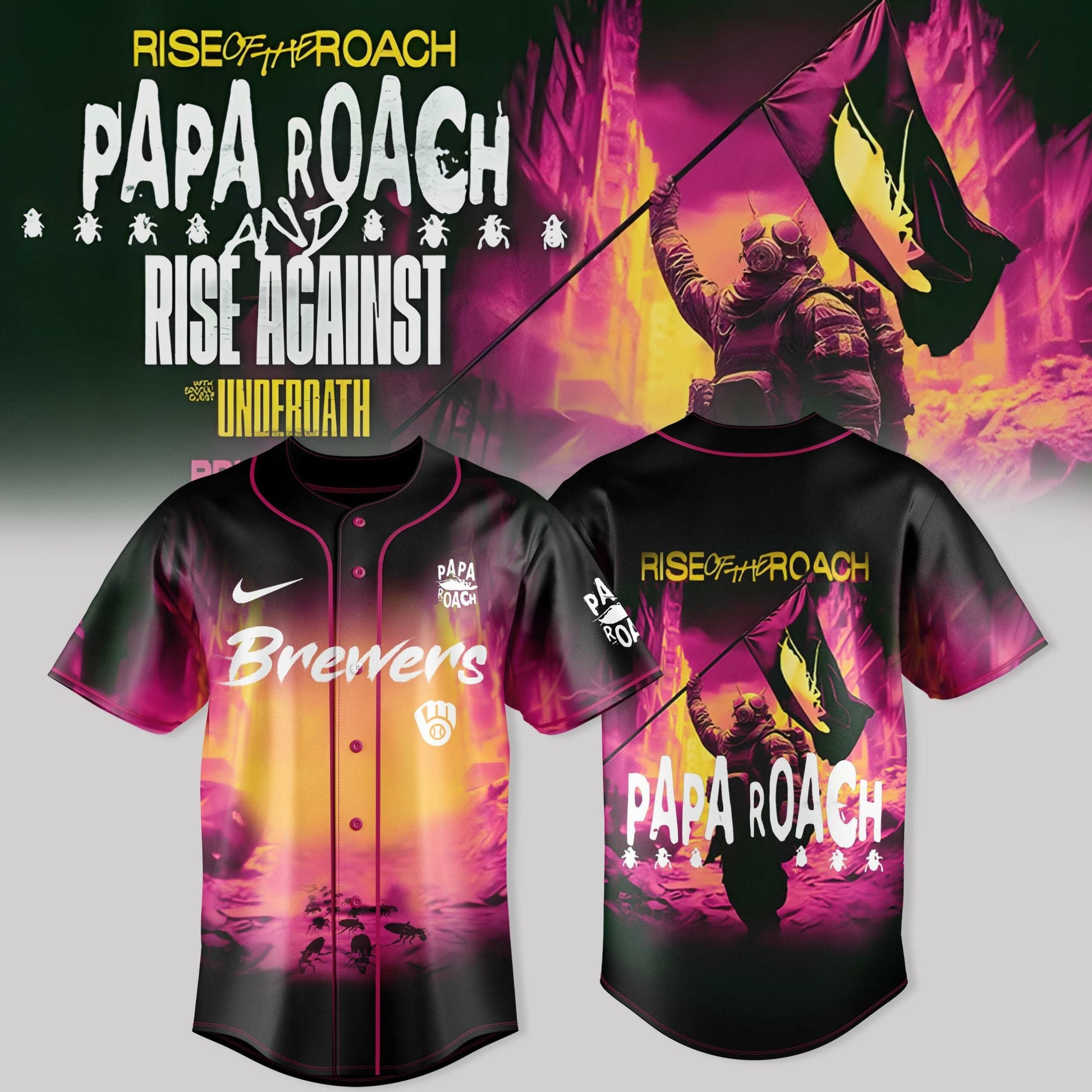 Milwaukee Brewers X Papa Roach – Rise of the Roach Tour Merch