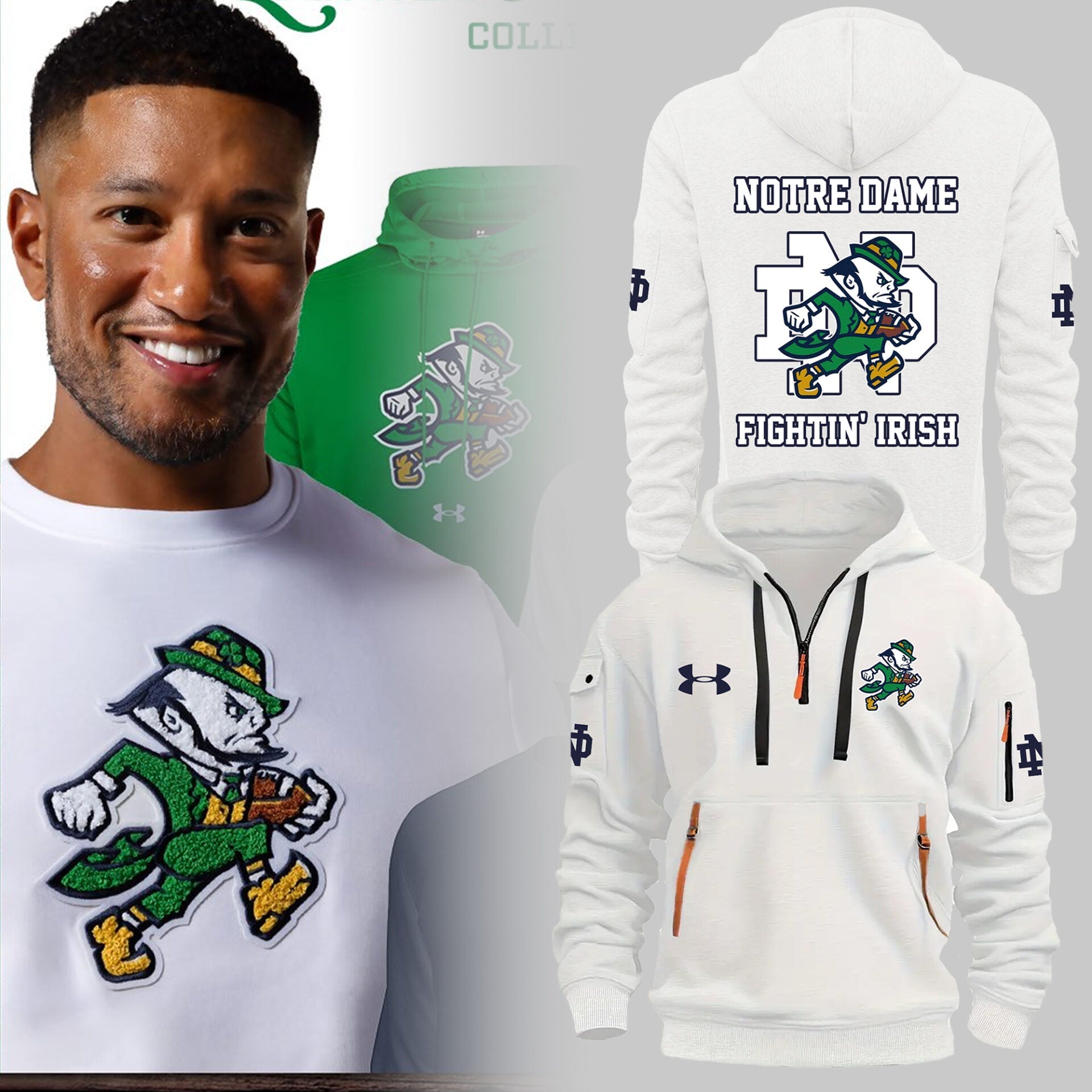 Limited Edition Irish Football Leprechaun Collection 2025 Half Zip New Hoodie
