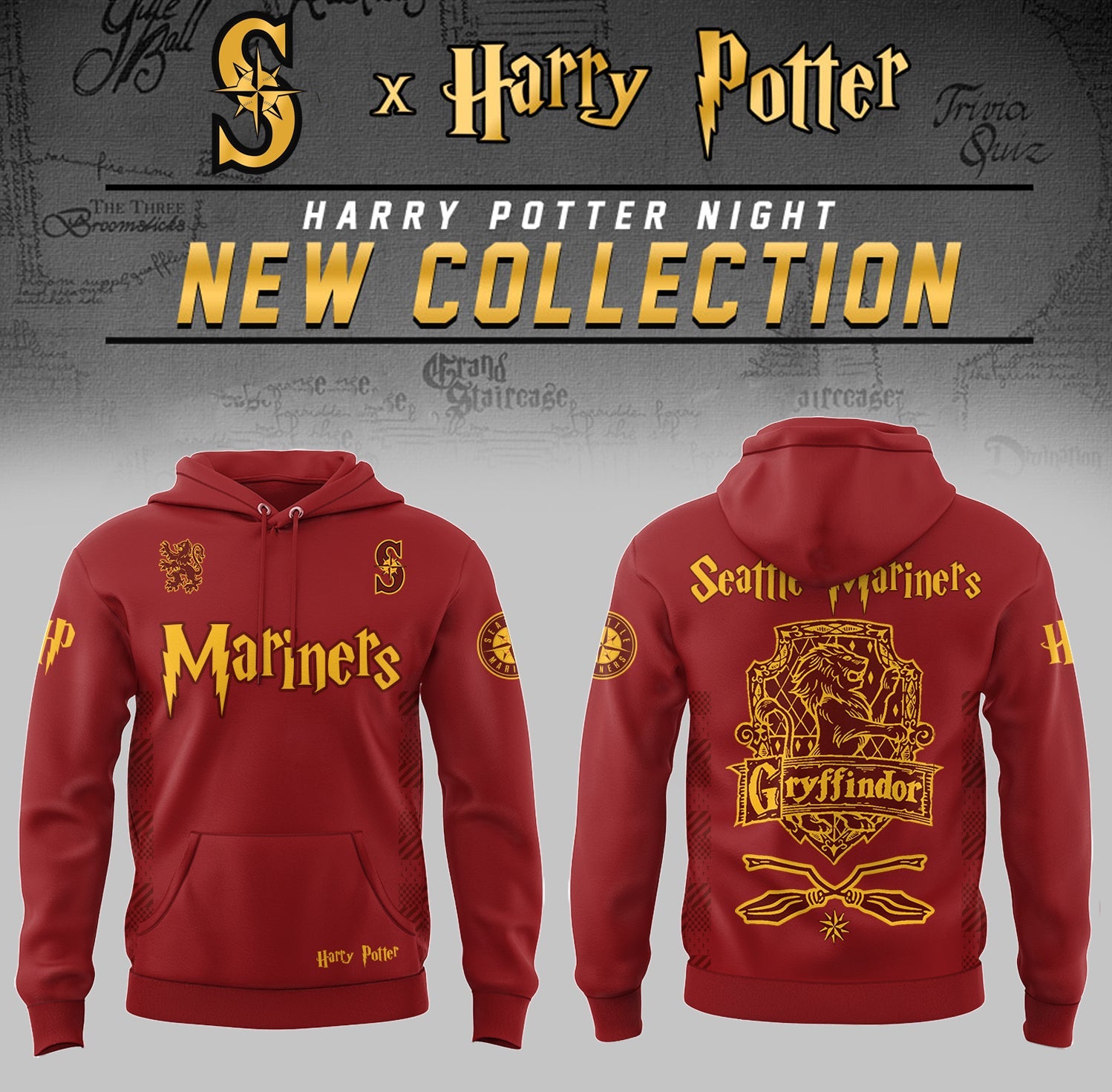 Seattle Mariners x Harry Potter Night Gryffindor House Hoodie