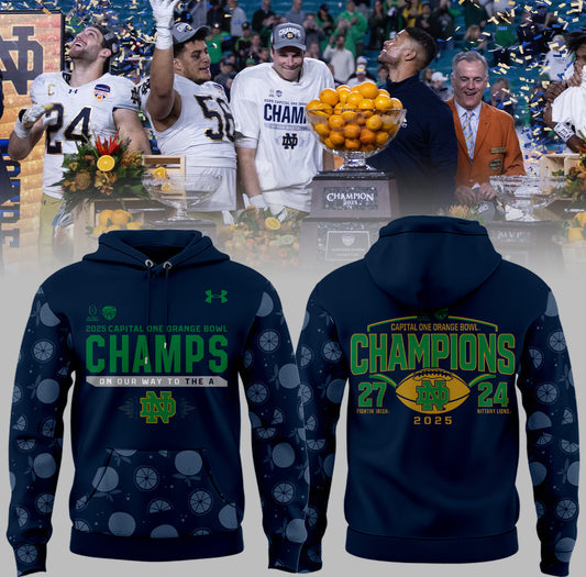 Notre Dame Fighting Irish Football NCAA Under Armour Limited Orange Bowl Champions Navy Hoodie