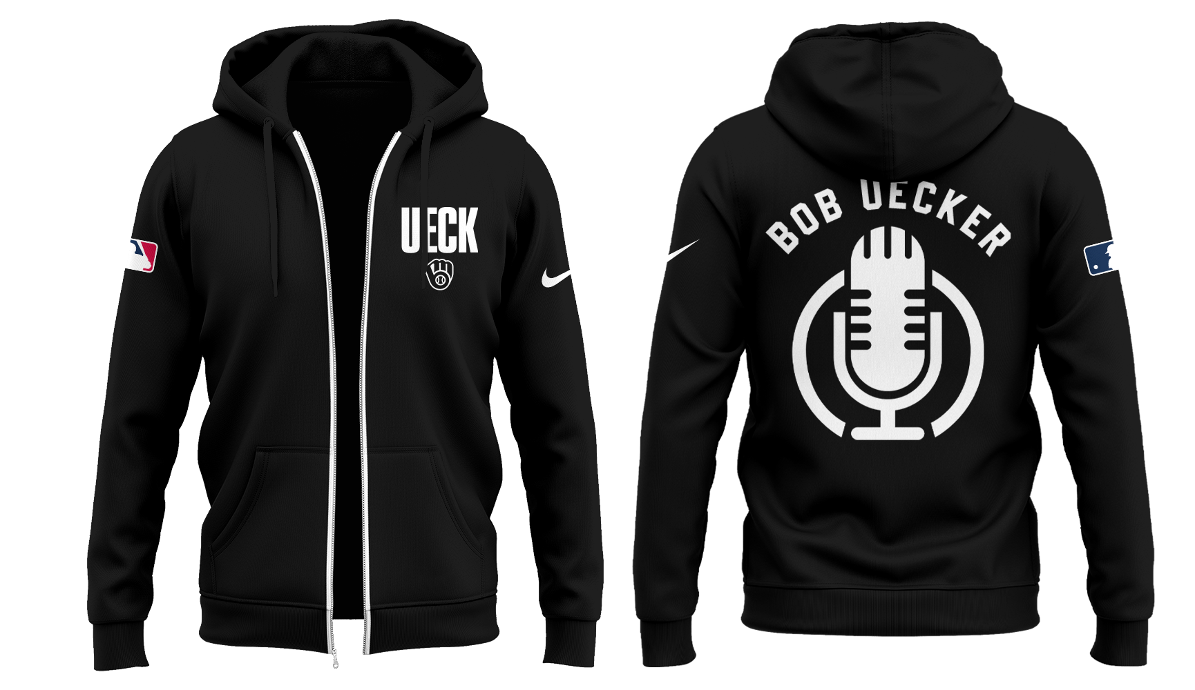 Honoring The Legend, Brewers Baseball Hall of Famer Bob Uecker Black Zip Hoodie