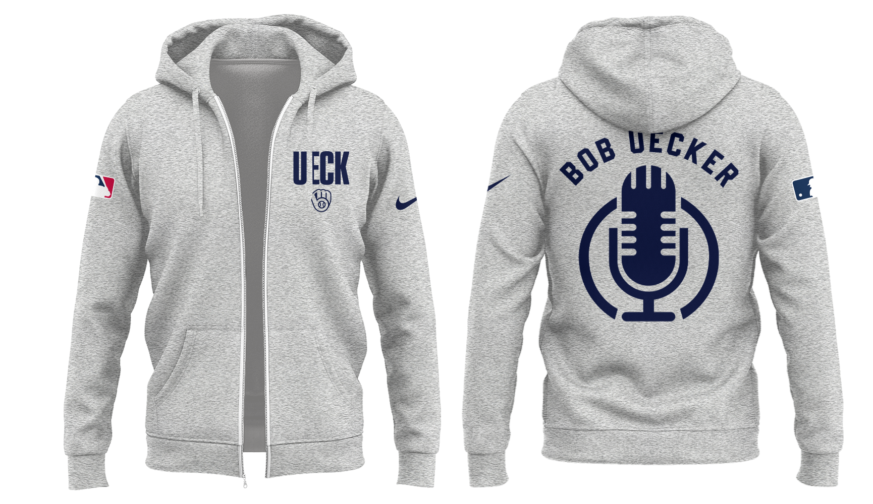 Honoring The Legend, Brewers Baseball Hall of Famer Bob Uecker Grey Zip Hoodie