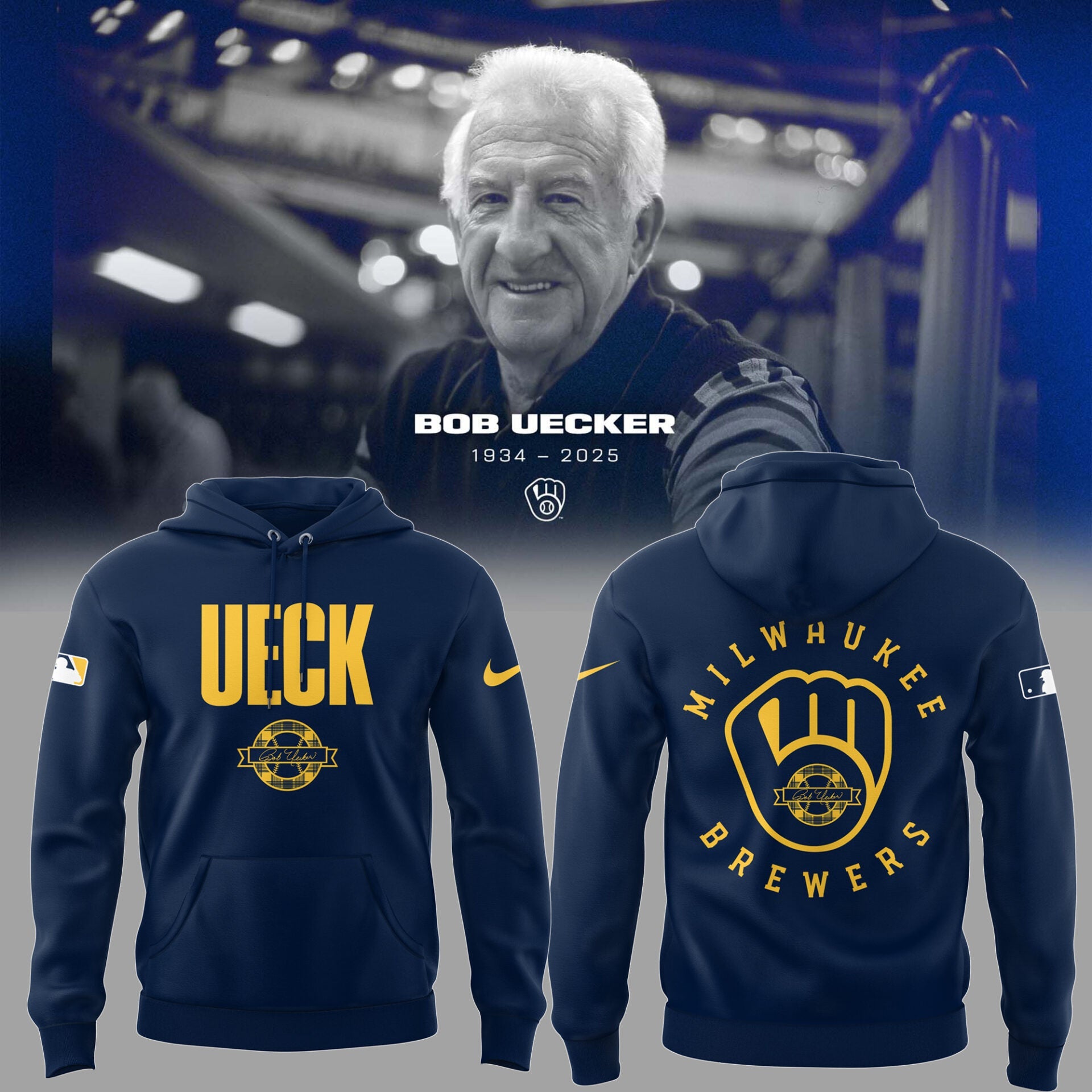 Honoring The Legend, Brewers Baseball Hall of Famer Bob Uecker Hoodie