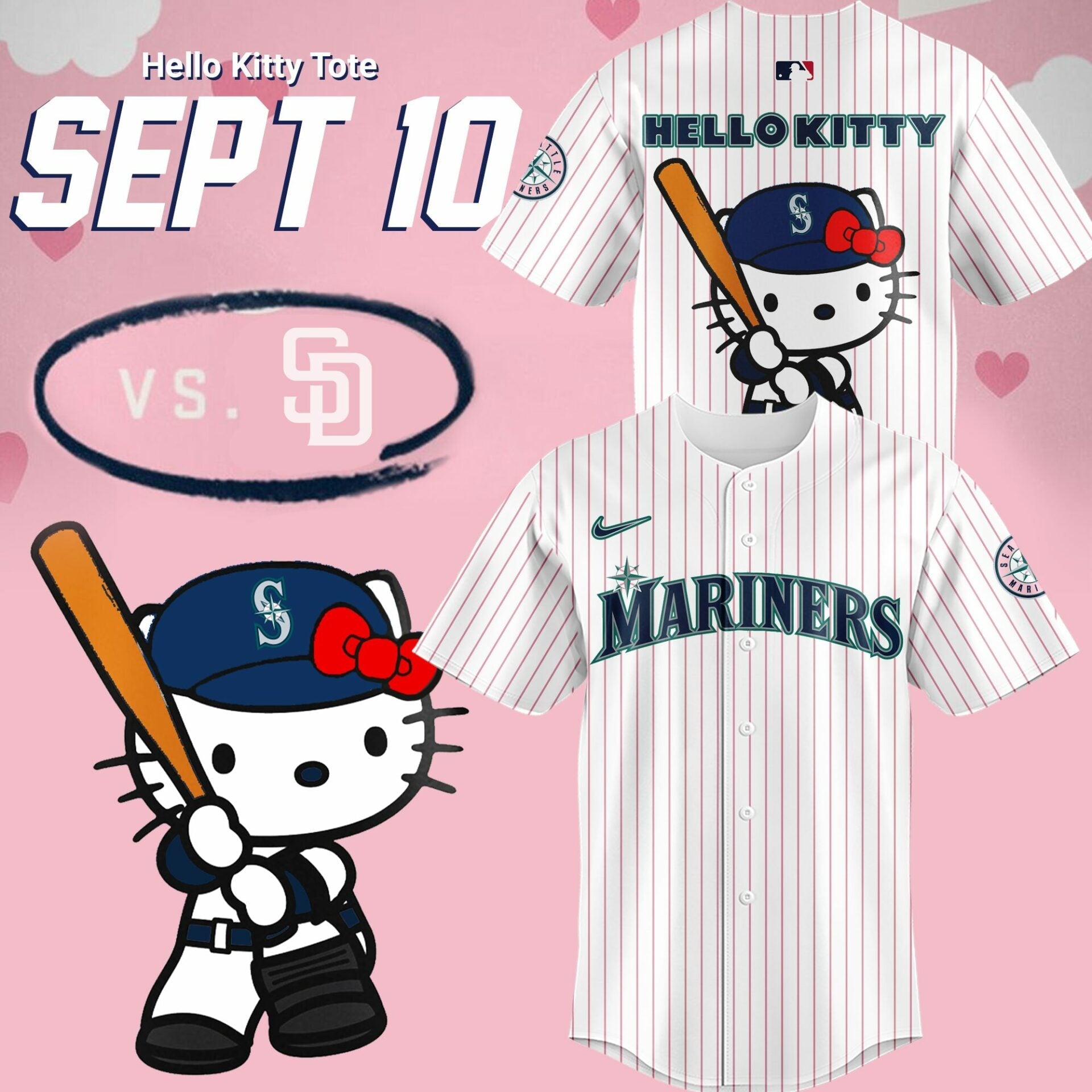 Seattle Mariners Hello Kitty Night Baseball Jersey