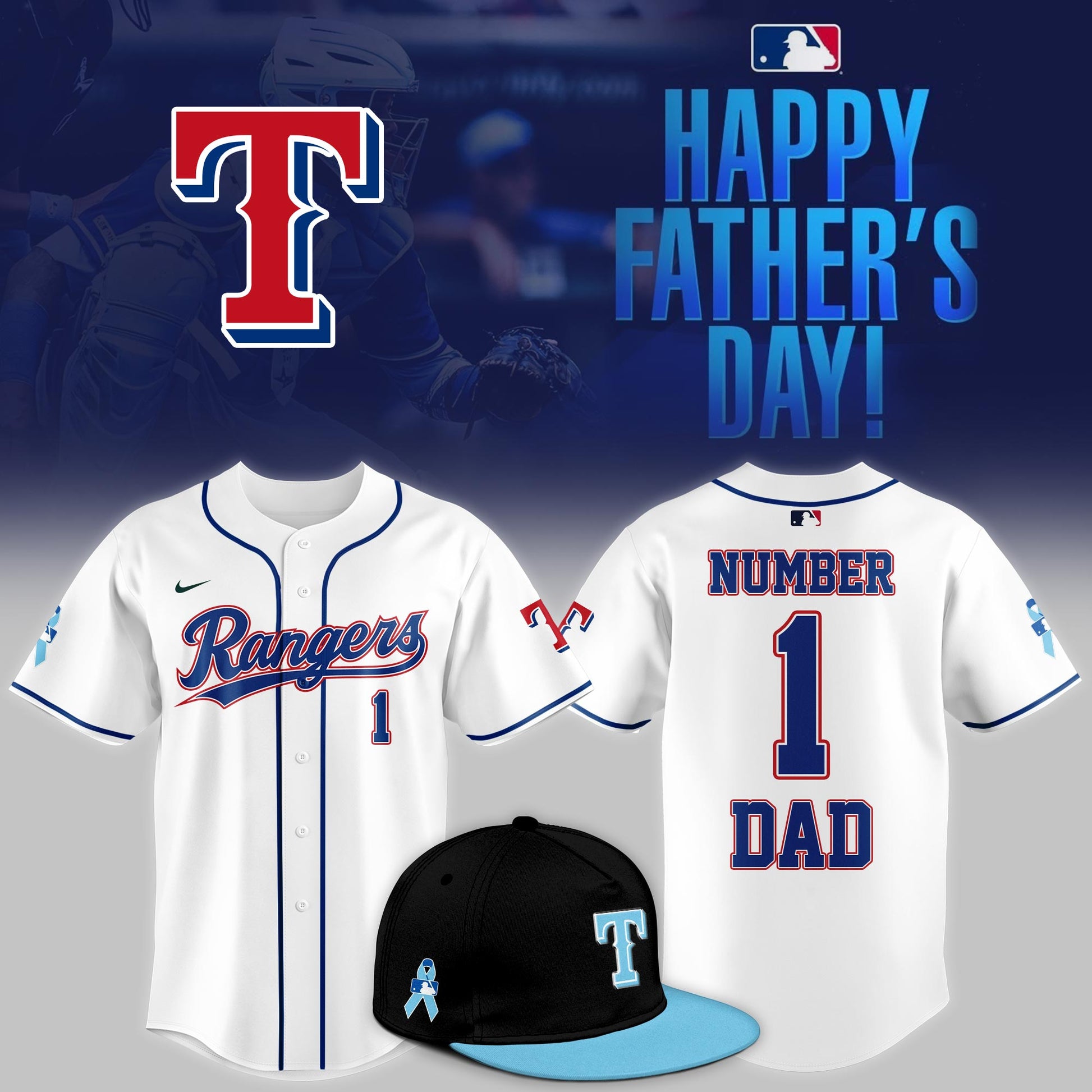 Texas Rangers 2025 Fathers Day Number 1 Dad Limited Jersey