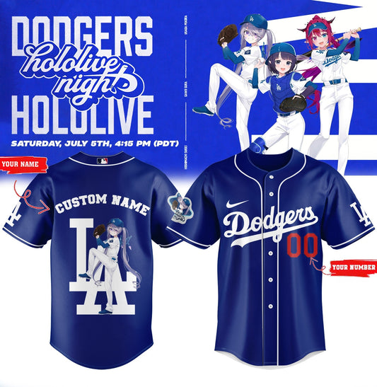 Los Angeles Dodgers Baseball Jersey - Hololive Night Biboo Jersey 2025 Custom Name and Number LA-23