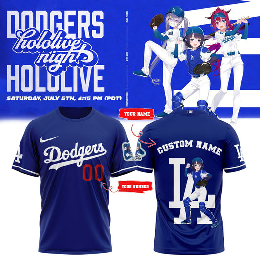 Los Angeles Dodgers Baseball T-Shirt - Hololive Night Ina’nis Shirts 2025 Custom Name and Number LA-09