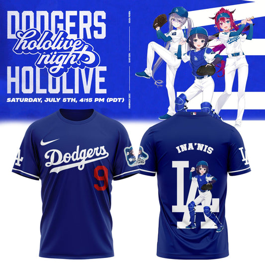 Los Angeles Dodgers Baseball T-Shirt - Hololive Night Ina’nis Shirts 2025 LA-07