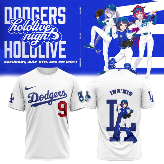 Los Angeles Dodgers Baseball T-Shirt - Hololive Night Ina’nis Shirts 2025 LA-05