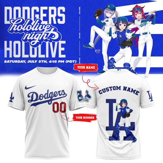 Los Angeles Dodgers Baseball T-Shirt - Hololive Night Ina’nis Shirts 2025 Custom Name and Number LA-06