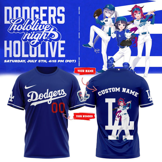 Los Angeles Dodgers Baseball T-Shirt - Hololive Night IRyS Shirts 2025 Custom Name and Number LA-03