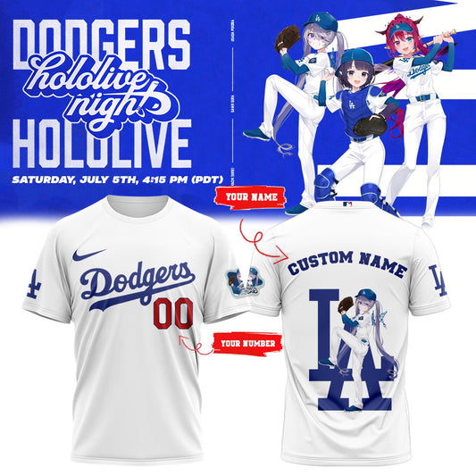 Los Angeles Dodgers Baseball T-Shirt - Hololive Night Biboo Shirts 2025 Custom Name and Number LA-08