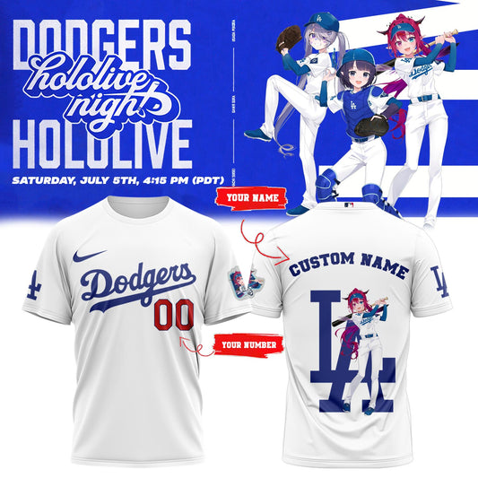 Los Angeles Dodgers Baseball T-Shirt - Hololive Night IRyS Shirts 2025 Custom Name and Number LA-01