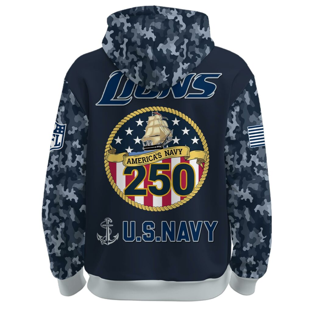 Detroit Lions Navy 250th Birthday Hoodie Limited Edions