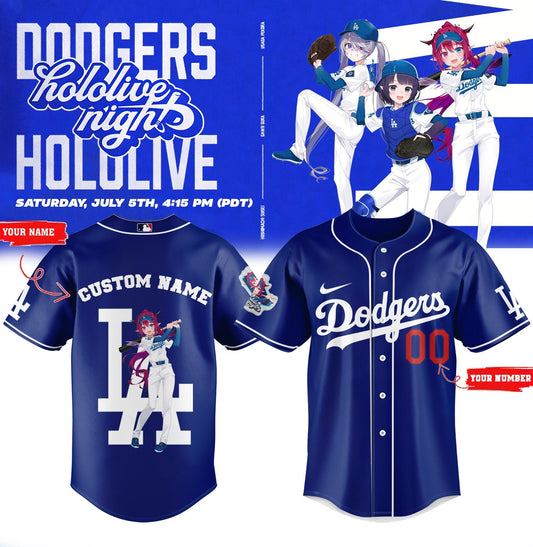 Los Angeles Dodgers Baseball Jersey - Hololive Night IRyS Jersey 2025 Custom Name and Number LA-15