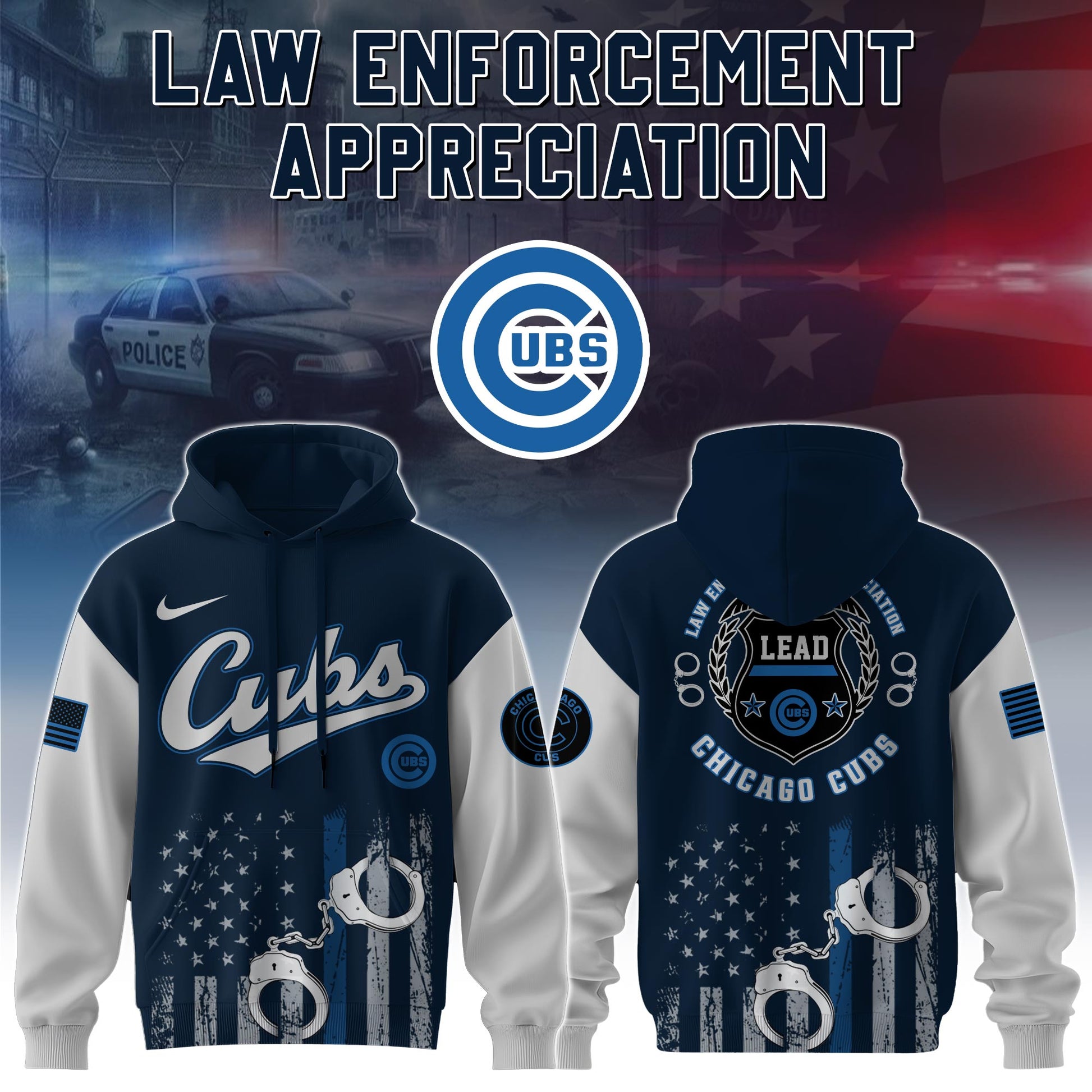Chicago Cubs MLB x Law Enforcement Appreciation Day Hoodie Limited