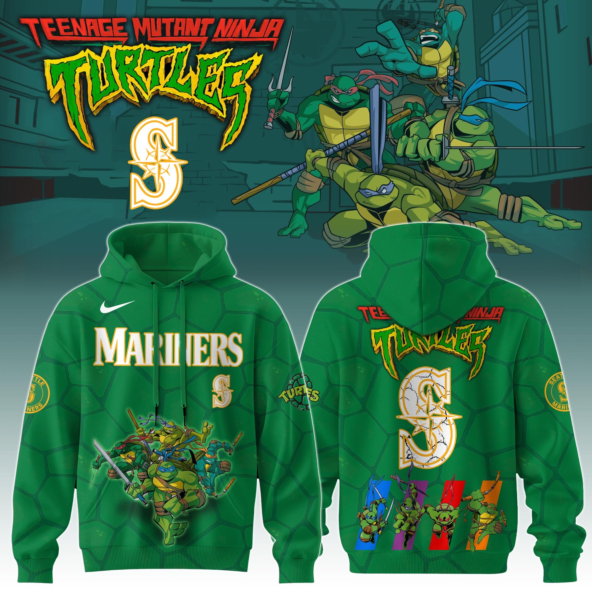 Seattle Mariners MLB x Ninja Turtles Special Edition Hoodie 2025