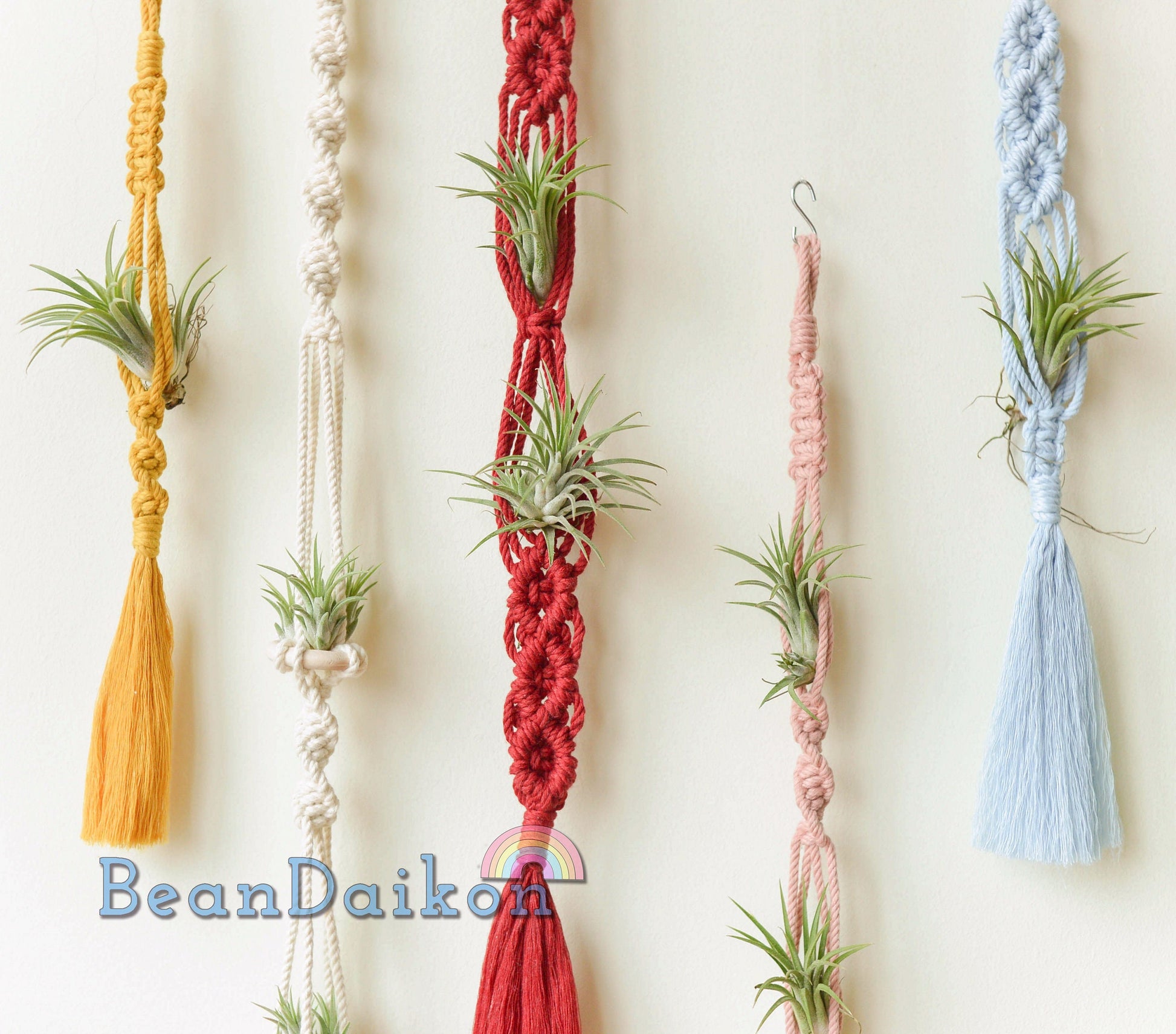 Air Plant Holder, Macrame Air Plant Hanger, Unique Air Plant Display, Macrame Wall Hanging, Boho Decor, Air Plant Terrarium,Gift For Her H15