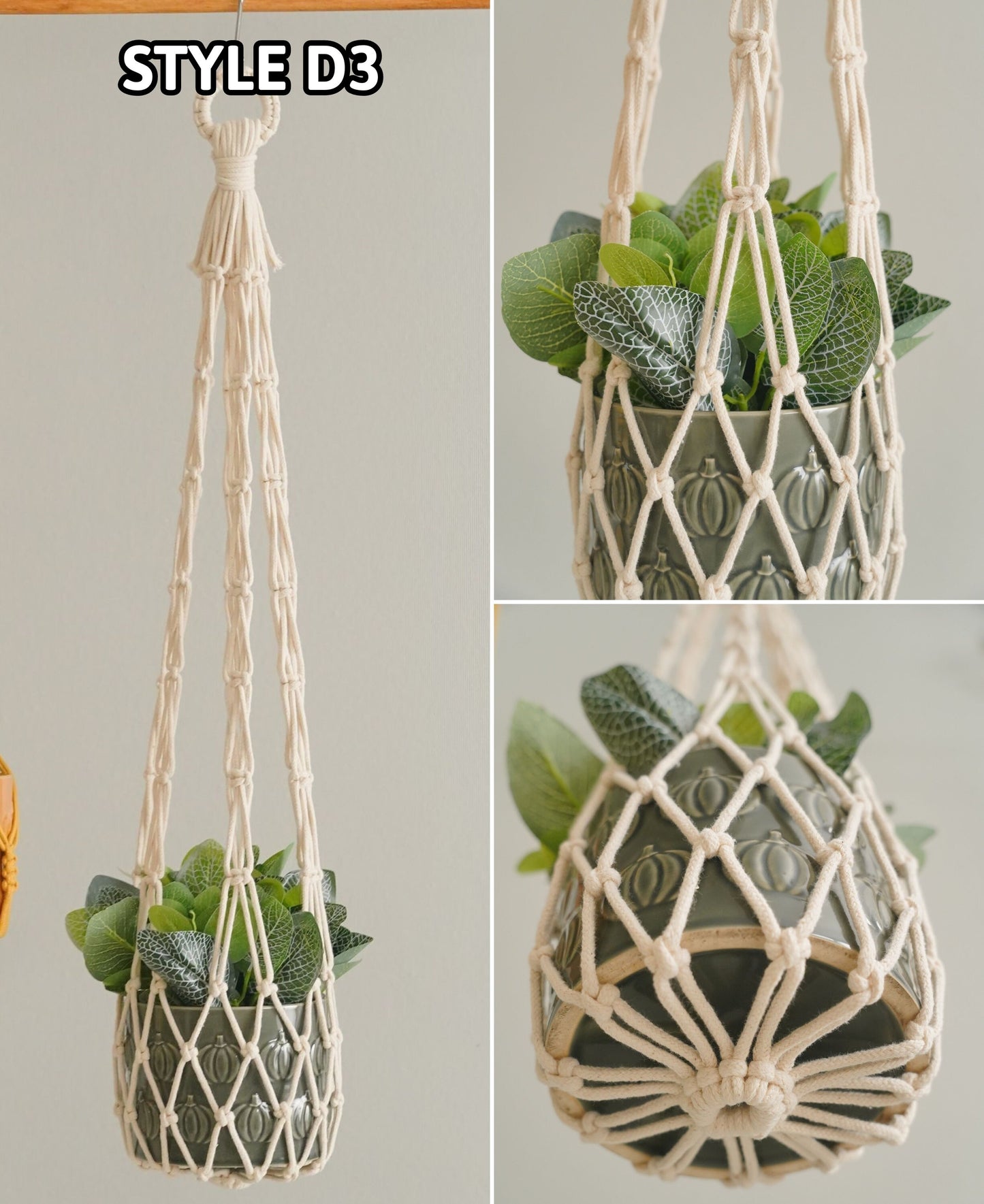 Tassel Free Plant Hanger, Gardener Gifts, Macrame Tassel Free, Hanging Plant Hanger, Home Office Decor, No Tassel Planter, Plant Holder I15