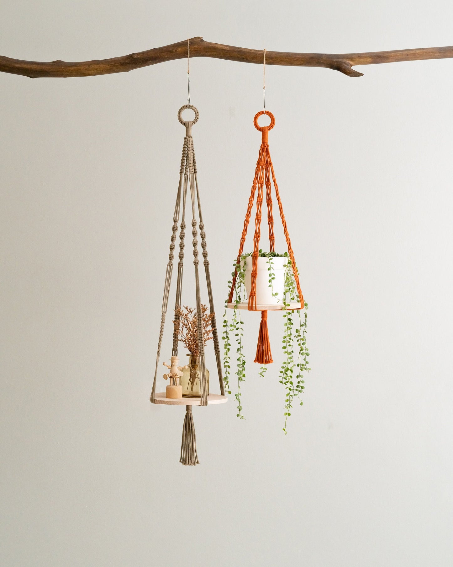 Hanging Plant Shelf, Macrame Plant Hanger, Wood Plant Holder, Plants Hanger, Plant Lover Gift, Wooden Hanging Shelf, Plant Pot Hanger S21