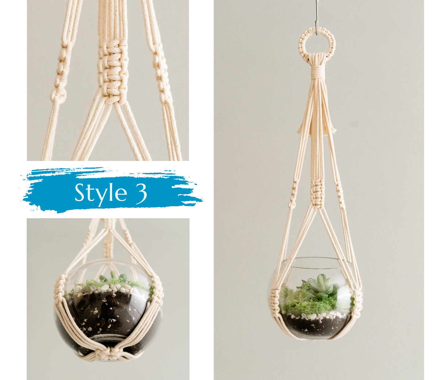 Macrame Plant Hanger, Hanging Terrarium, Hanging Plant Hanger, Indoor Garden Decor, Terrarium Holder, Pot Holder, Ceiling Planter I70