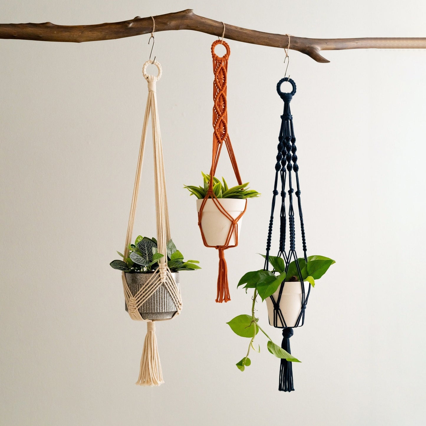 Macrame Plant Hanger, Nature Lover Gift, Tassel Macrame, Farmhouse Decor, Long Hanging Planter, Pot Holder Macrame, Indoor Garden I68