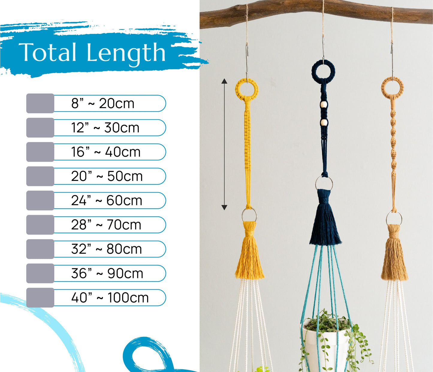 Macrame Plant Hanger Extension, Macrame Extender, Macrame Mobile Extension, Plant Holder Extender, Hanging Extension, Ceiling Extender H17